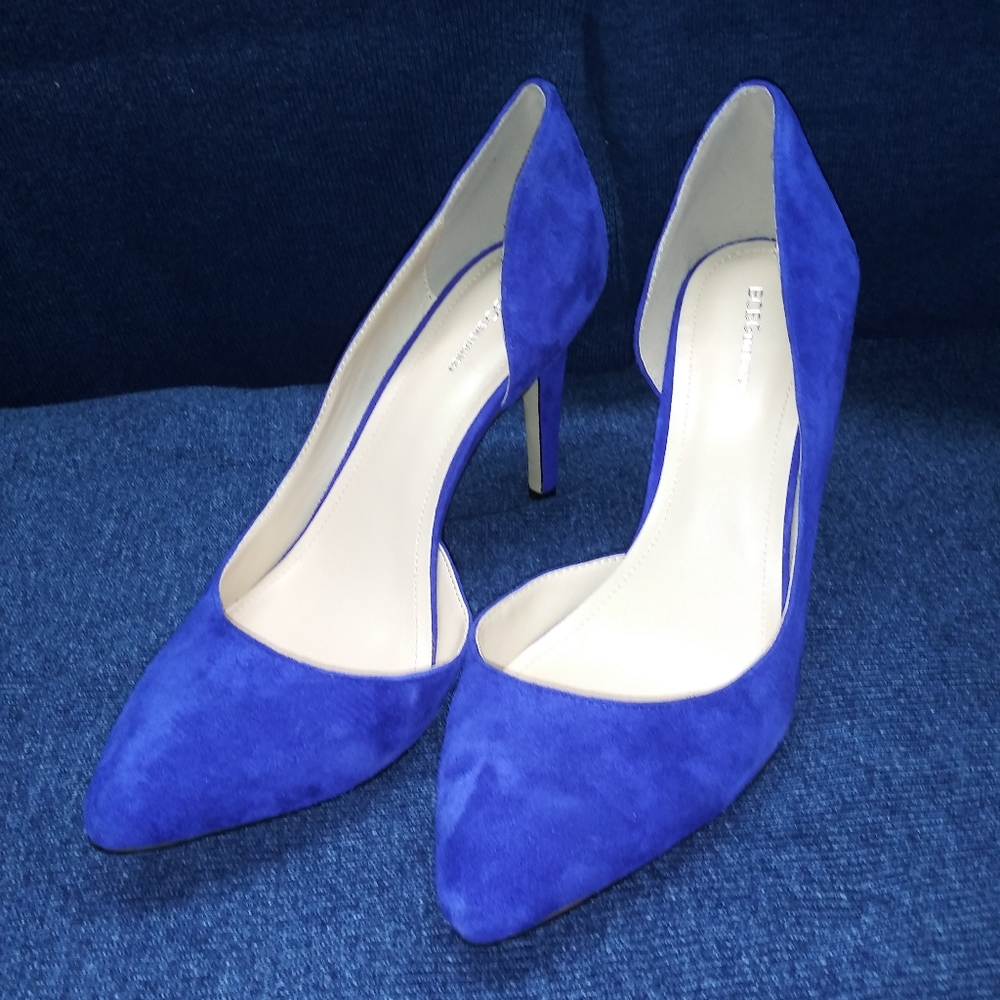 BCBGeneration Blue Suede Heels Size 9.5 M
